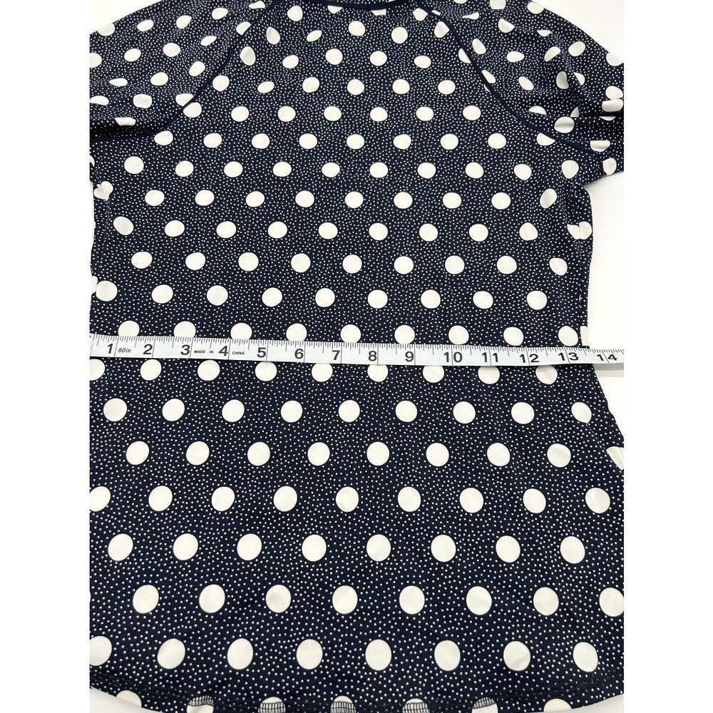 Boden Navy & White Long Sleeve Polk a Dot Swim Top | Size 8 - Picture 10 of 11